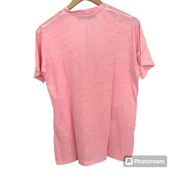 IRO Deep V Pink Linen T Shirt - Picture 9 of 10